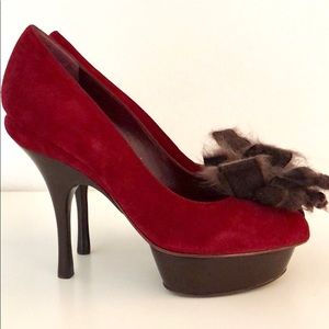 Nina Ricci suede spider like bow high heels